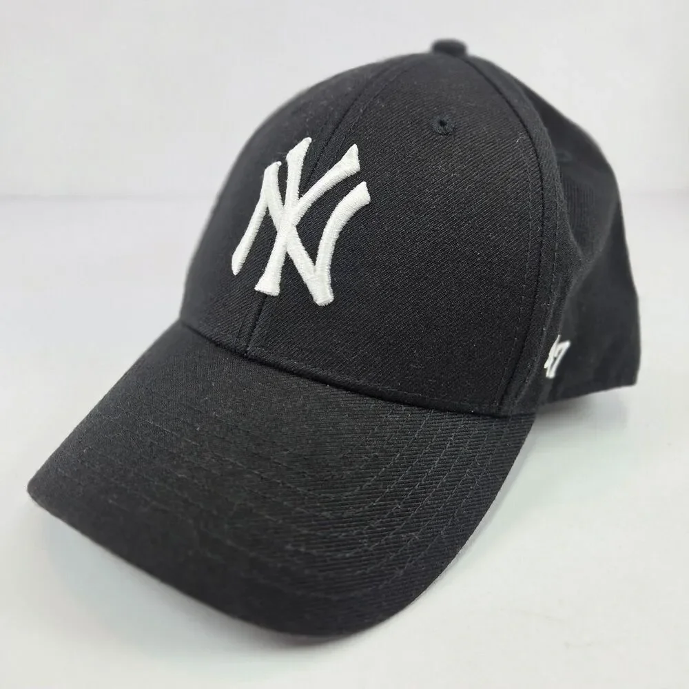 '47 Brand New York Yankees Adjustable Hat Black White OSFA NWT